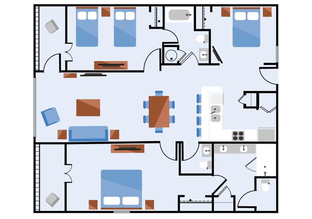 Three-Bedroom Apartment interior